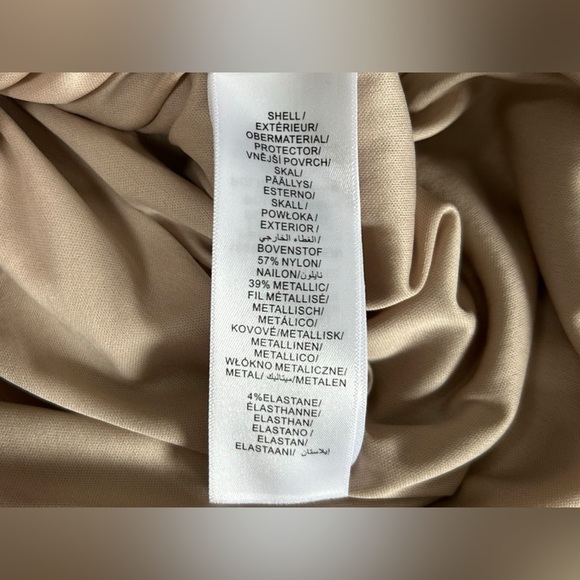 NWT Adrianna Papell Women Draped Knit Faux Wrap Dress Long Sleeve Gold Champagne - Picture 7 of 10